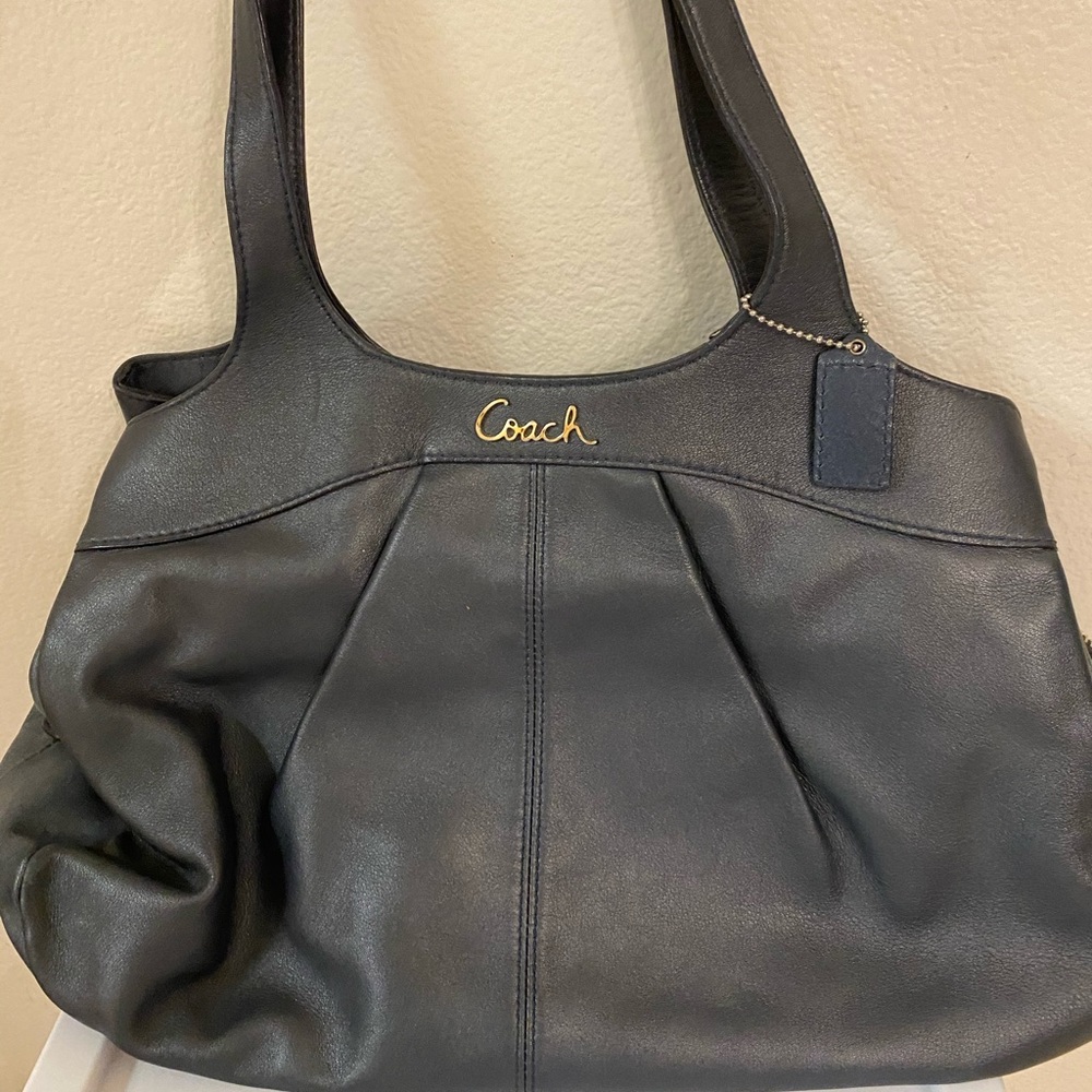 Space Gray leather Coach purse